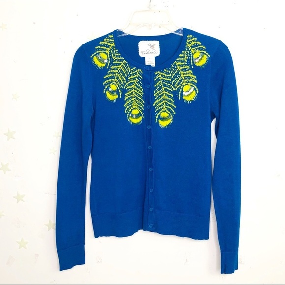 Tabitha Sweaters - 𝅺Tabitha Anthropologie blue embellished beaded cardigan